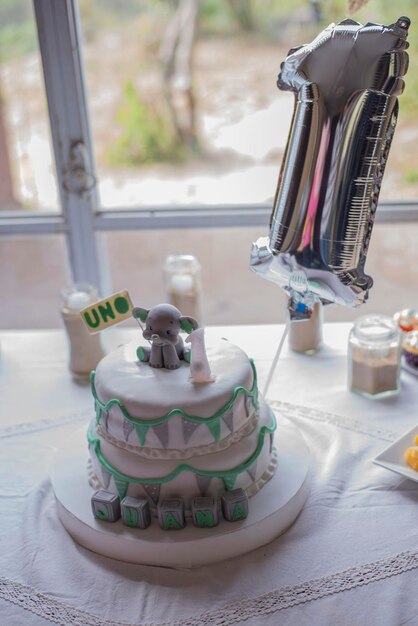 View of cake on table