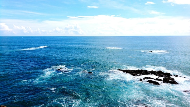 View of calm blue sea against sky