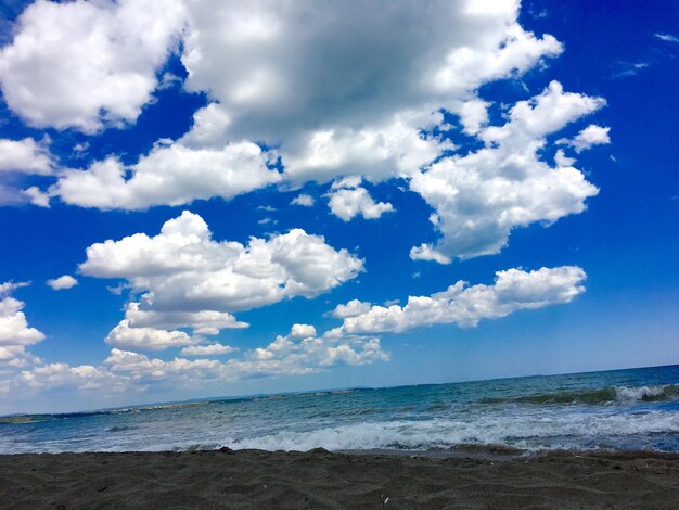 View of calm sea against cloudy sky