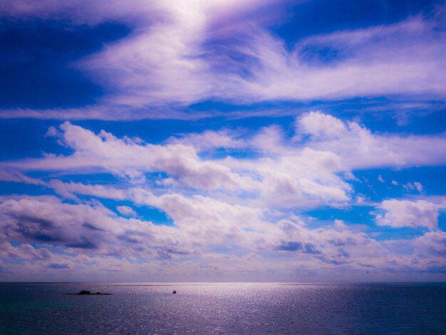 View of calm sea against cloudy sky