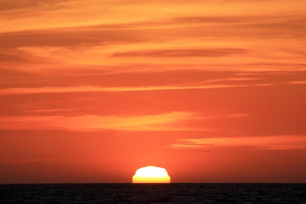 夕暮れの静かな海の景色