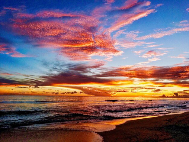 View of calm sea at sunset