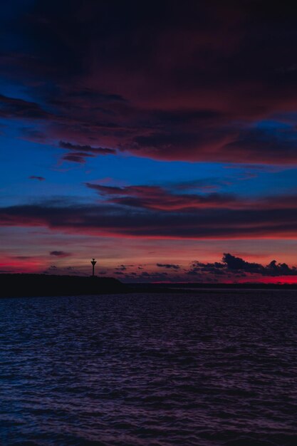 View of calm sea at sunset