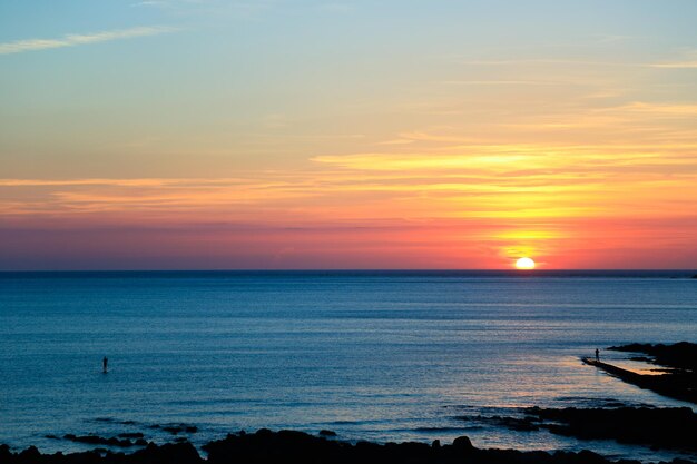 View of calm sea at sunset