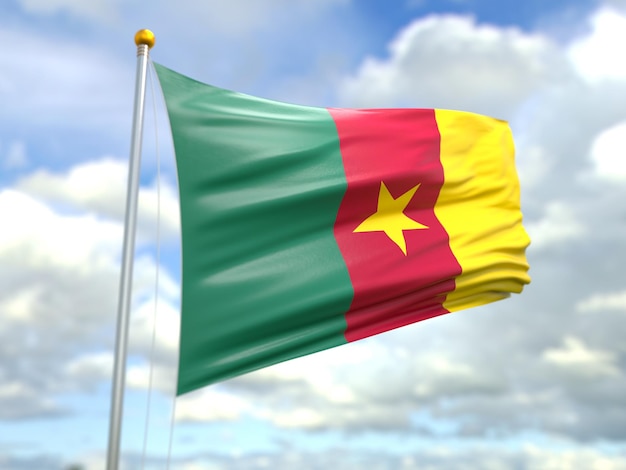 View of cameroon flag in the wind