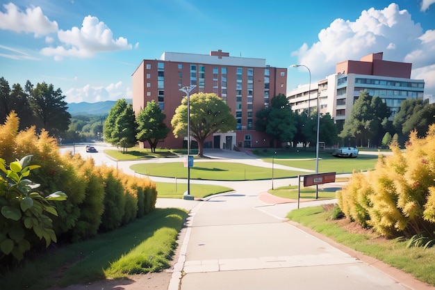 Foto una vista del campus dal campus dell'università delle montagne rocciose.