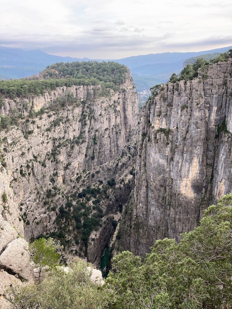 Foto una vista del canyon dalla cima della montagna