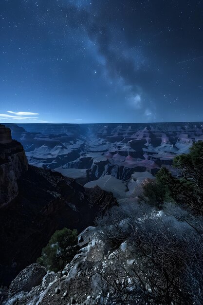 a view of a canyon at night