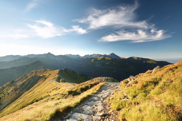 View of the Carpathian Mountains during sunrise, Poland