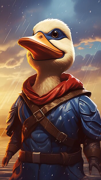 View of a cartoon goose but beautiful Thor