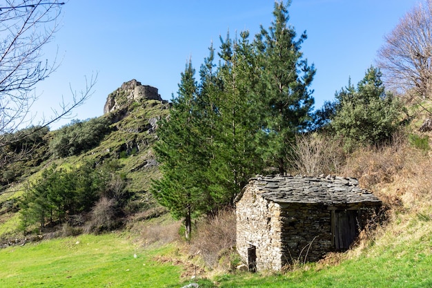 View of the castle of Carbedo in a mountainous area Spain