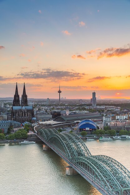 A view of the cathedral in cologne in germany at sunset. Taken outside with a 5D mark III.