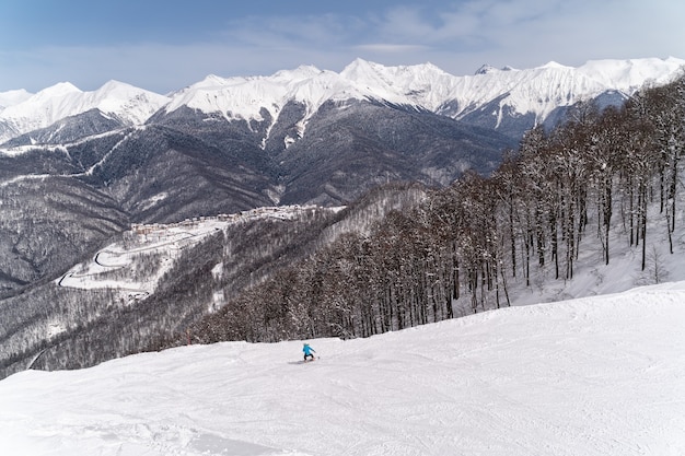 View the caucasus mountains of the ski resort Krasnaya Polyana, Sochi, Russia