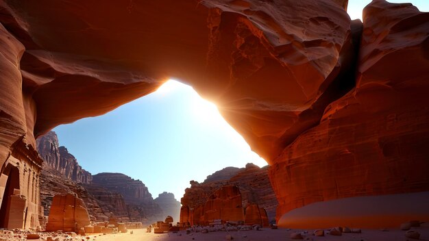 A view of a cave in wadi rum