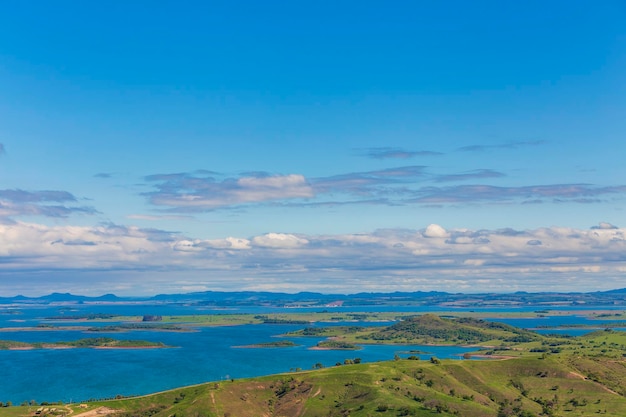 View of chavantes dam from hawk hill. ribeirã£o claro city, parana, brazil