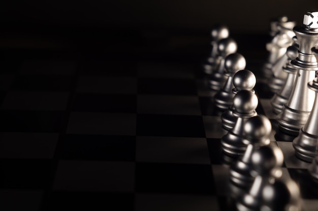 View of chessmen on a chessboardconcept of a strategy