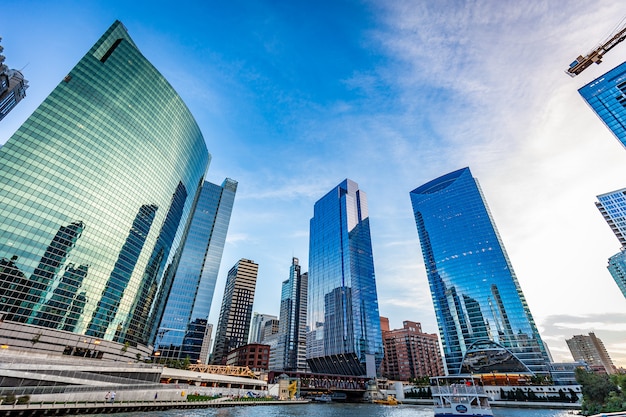 View of Chicago buildings in a sunny day