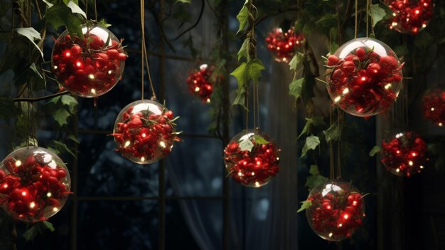 View of christmas tree decorations