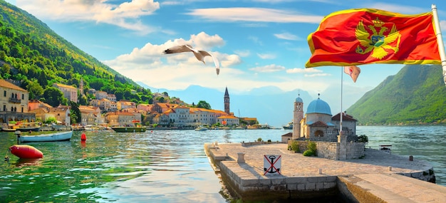 View of the church and Perast