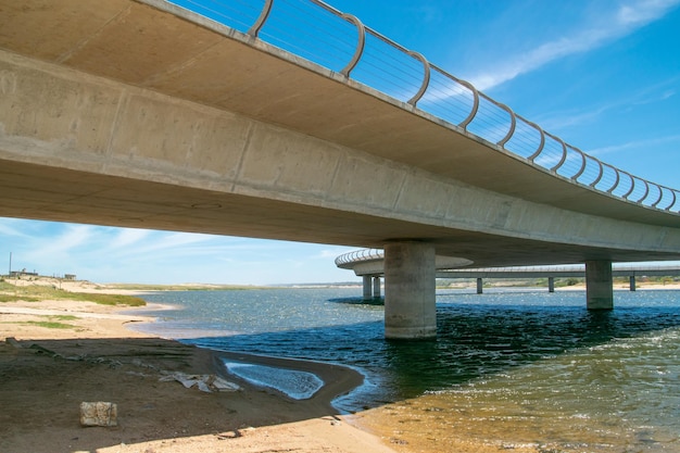 View of the circular bridge over a lake in Maldonado Uruguay