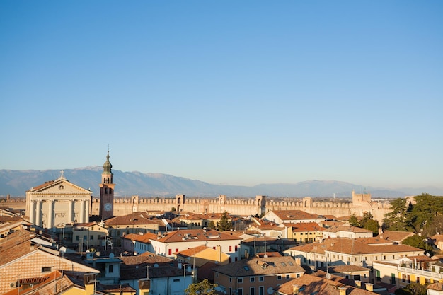 View of Cittadella walled city in Italy