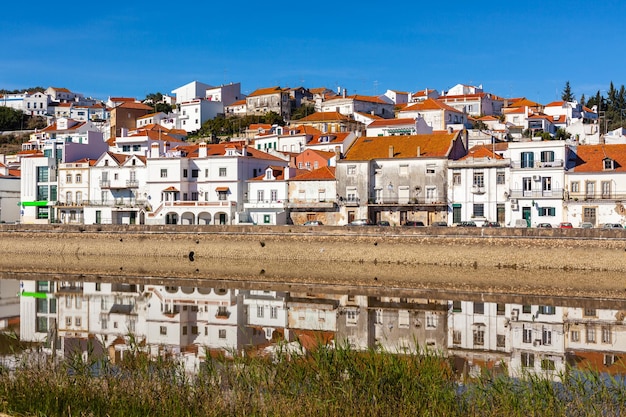 View of city Alcacer do Sal near the river Sado in Portugal