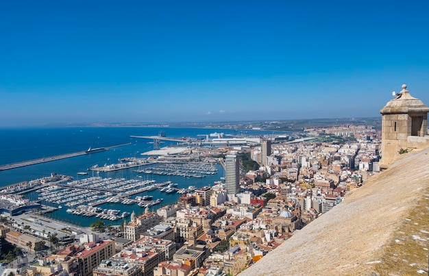 View of the city of Alicante from the fortress of Santa Barbara Spain