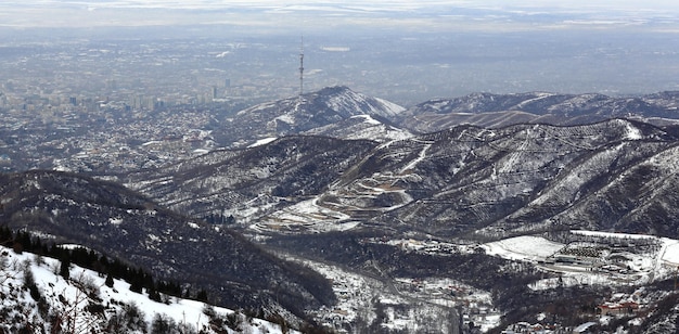 view of the city of Almaty in winter Kazakhstan