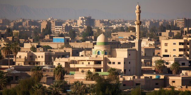 Photo a view of the city of baghdad from the air