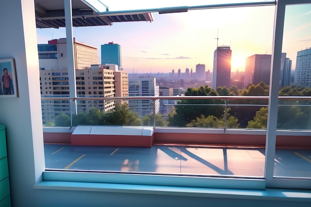 A view of a city from a building with a view of the city.