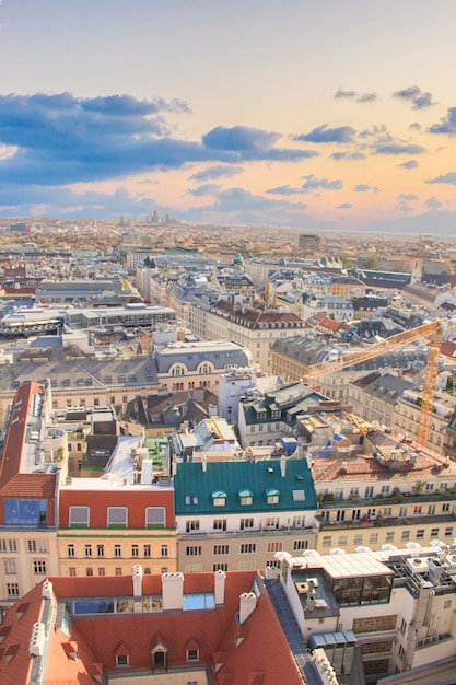 View of the city from the observation deck of St. Stephen's Cathedral in Vienna, Austria