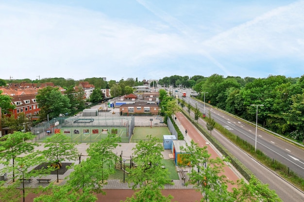 A view of the city from the roof of a