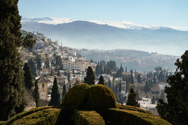 View of the city of Granada and Sierra Nevada