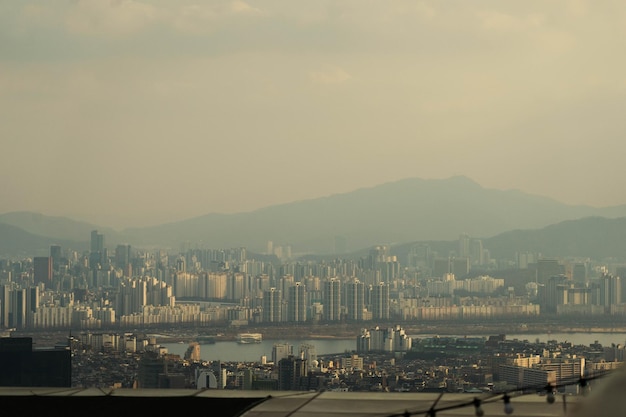 View of city and mountain at afternoon