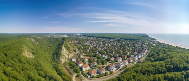 Вид на город на гореВид с воздуха Панорамный снимок Генеративный ИИ