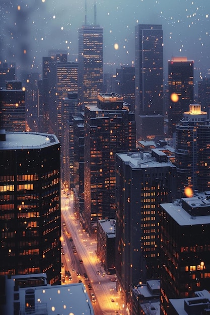 Photo a view of a city at night from a high rise building