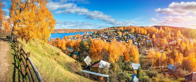 View of the city of Plyos the Volga River and Mount Levitan with the Resurrection Church