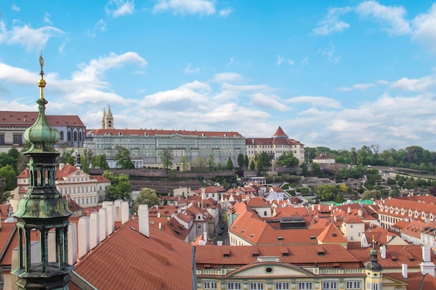 A view of the city of prague from the top of the hill