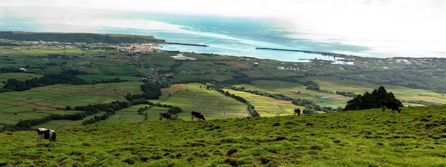 View of City of Praia da Vitoria, Terceira Island, Azores