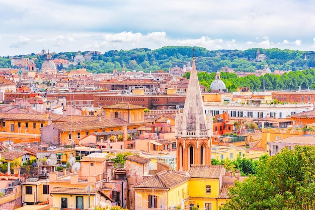 View of the city of Rome from above from the hill of Terrazza del Pincio Italy