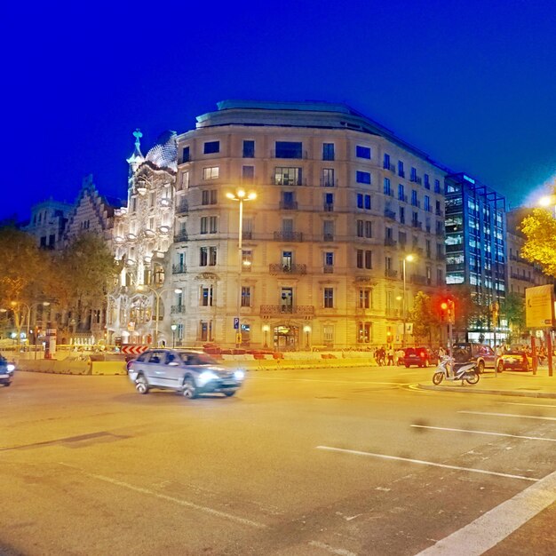 View of city street at night