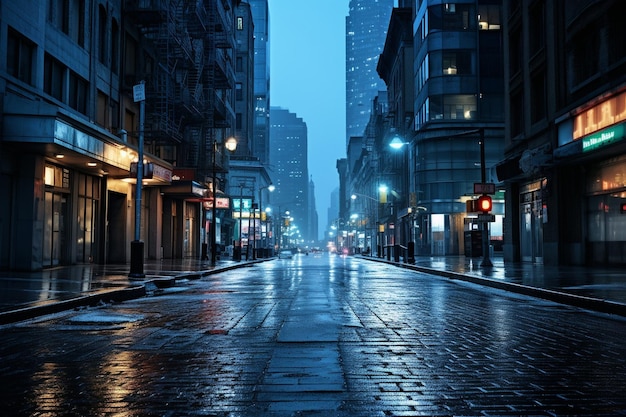 View of city street at night