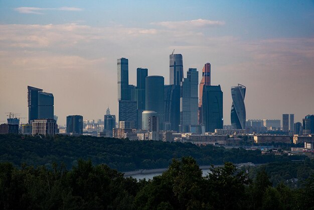 View of city at sunset