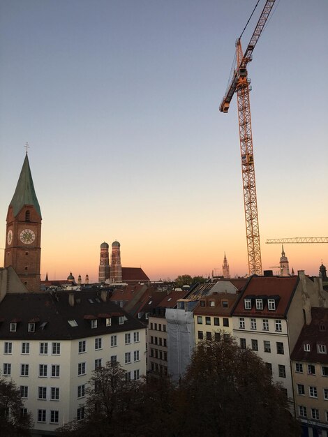 View of city at sunset