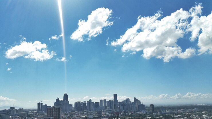 Photo 青い空を背景にした都市景色の景色
