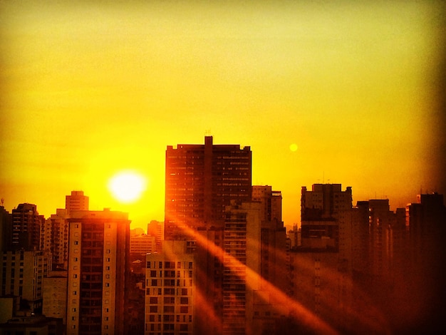 View of cityscape at sunset