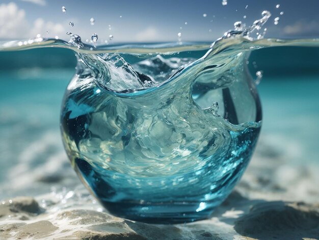 View of clear water with splash effect