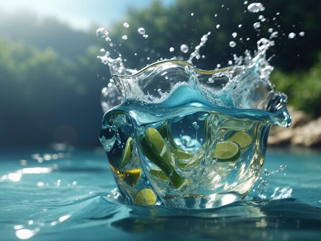 View of clear water with splash effect