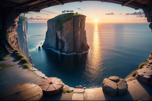 A view of a cliff from the top of a cliff