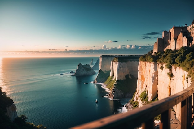 A view of the cliffs of the coast of the isle of wight.